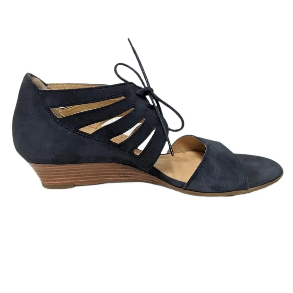 PAUL GREEN Suede Cutout Wedge Lace-Up Shoes 7.5